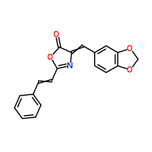 4-(1,3-苯并二氧杂环戊烯l-5-基亚甲基)-2-(2-苯基乙烯)-5(4H)-噁唑酮结构式_19508-21-5结构式