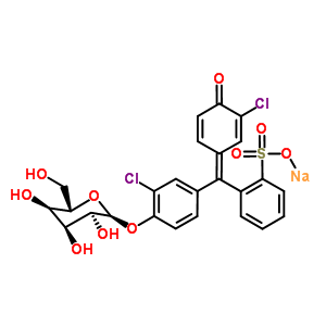 2-[(Z)-[4-(alpha-L-别吡喃糖基氧基)-3-氯苯基](3-氯-4-氧代-2,5-环己二烯-1-亚基)甲基]苯磺酸钠结构式_201685-76-9结构式