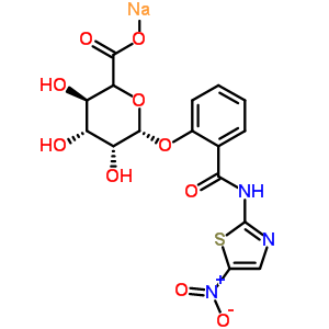 2-[(5-硝基-1,3-噻唑-2-基)氨基甲酰]苯基(5Xi)-beta-L-来苏-吡喃己糖醛酸钠结构式_221287-83-8结构式