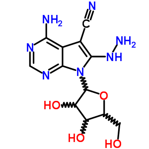 (8ci,9ci)-4-氨基-6-肼基-7-b-d-呋核亚硝脲-7H-吡咯并[2,3-d]嘧啶-5-甲腈结构式_22256-94-6结构式