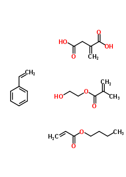 亚甲基丁二酸与丙烯酸丁酯, 苯乙烯和 2-羟基乙基甲基丙烯酸酯聚合物结构式_25119-70-4结构式