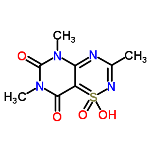 3,5,7-三甲基-2H-嘧啶并[4,5-e]-1,2,4-噻二嗪-6,8(5H,7H)-二酮 1,1-二氧化物结构式_25622-15-5结构式