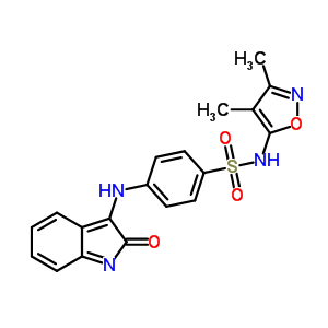 4-[(1,2-二氢-2-氧代-3H-吲哚-3-基)氨基]-n-(3,4-二甲基-5-异噁唑基)-苯磺酰胺结构式_28558-58-9结构式