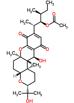 (3R,4aR,6aR,12S,12aS,12betaR)-9-[(1S,2R,3S)-2-(乙酰氧基)-1,3-二甲基戊基]-1,2,3,4a,5,6,6alpha,12,12alpha,12beta-十氢-12-羟基-3-(1-羟基-1-甲基乙基)-6alpha,12beta-二甲基-吡喃并[3,2-a]氧杂蒽-8,11-二酮结构式_32450-25-2结构式