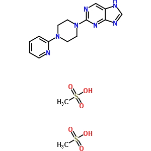 甲烷磺酸,2-(4-吡啶-2-基哌嗪-1-基)-7H-嘌呤结构式_37425-19-7结构式