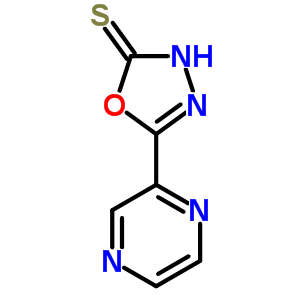 5-Pyrazinyl-1,3,4-oxadiazole-2-thioneStructure,37545-39-4Structure 5-Pyrazinyl-1,3,4-oxadiazole-2-thione Structure,37545-39-4Structure