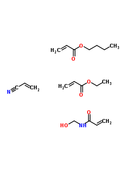 丁基丙烯酸酯,N-甲醇丙烯酰胺,乙基丙烯酸酯,丙烯腈聚合物结构式_38054-57-8结构式