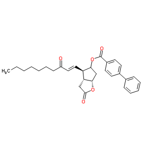 (3Ar,4r,5r,6as)-六氢-5-羟基-4-(3-氧代-1-decenyl)-2H-环戊并[b]呋喃-2-酮 5-(4-苯基苯甲酸)结构式_39865-76-4结构式
