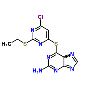 2-氨基-6-[[6-氯-2-(乙基硫代)-4-嘧啶]硫代]-嘌呤结构式_43203-34-5结构式