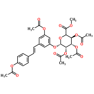 反式白藜芦醇戊-O-乙酰基-3-beta-D-葡糖苷酸甲酯结构式_490028-22-3结构式