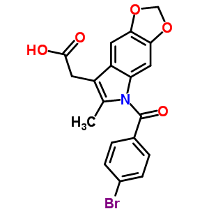 5-(4-溴苯甲酰基)-6-甲基-5H-1,3-二氧代[4,5-f]吲哚-7-乙酸结构式_50332-01-9结构式
