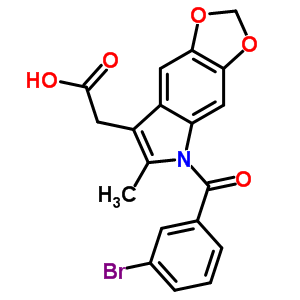 5-(3-溴苯甲酰基)-6-甲基-5H-1,3-二氧代[4,5-f]吲哚-7-乙酸结构式_50332-02-0结构式