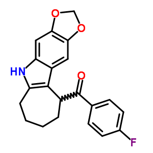 5,6,7,8,9,10-六氢-5-(p-氟苯甲酰基)环庚并[b]-1,3-二氧代[4,5-f]吲哚结构式_50332-29-1结构式