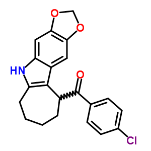 5,6,7,8,9,10-六氢-5-(p-氯苯甲酰基)环庚并[b]-1,3-二氧代[4,5-f]吲哚结构式_50332-31-5结构式
