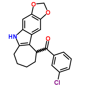 5,6,7,8,9,10-六氢-5-(m-氯苯甲酰基)环庚并[b]-1,3-二氧代[4,5-f]吲哚结构式_50332-32-6结构式