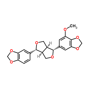 6-[(1S,3aβ,4s,6aβ)-4-(1,3-苯并二氧杂环戊烯l-5-基)四氢-1h,3h-呋喃并[3,4-c]呋喃-1-基]-4-甲氧基-1,3-苯并二氧杂环戊烯结构式_50696-38-3结构式