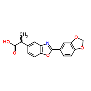 α-甲基-2-(3,4-亚甲基二氧基苯基)-5-苯并噁唑乙酸结构式_51234-64-1结构式