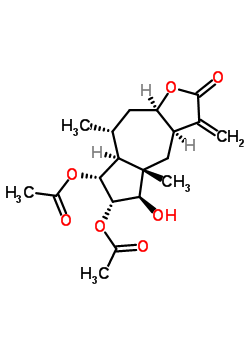 (3aR,3aalpha,7aalpha,9aalpha)-6alpha,7alpha-二(乙酰氧基)-3a,4,4a,5,6,7,7a,8,9,9alpha-十氢-5beta-羟基-4abeta,8alpha-二甲基-3-亚甲基薁并[6,5-b]呋喃-2(3H)-酮结构式_51292-55-8结构式