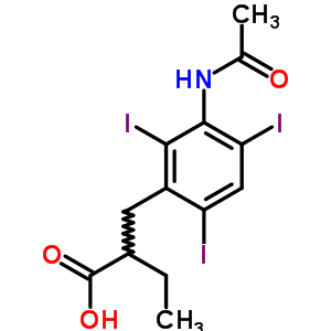 2-Ethyl-3-(3-acetylamino-2,4,6-triiodophenyl)propanoic acid Structure