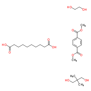 1,4-Benzenedicarboxylic acid, dimethyl ester, polymer with decanedioic acid, 2,2-dimethyl-1,3-propanediol and 1,2-ethanediolStructure,51382-28-6Structure 1,4-Benzenedicarboxylic acid, dimethyl ester, polymer with decanedioic acid, 2,2-dimethyl-1,3-propanediol and 1,2-ethanediol Structure,51382-28-6Structure