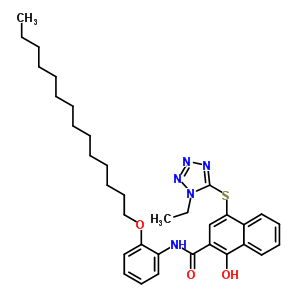 4-[(1-乙基-1H-四唑-5-基)硫代]-1-羟基-n-[2-(十四基氧基)苯基]-2-萘羧酰胺结构式_51599-31-6结构式