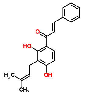 (2E)-1-[2,4-二羟基-3-(3-甲基-2-丁烯)苯基]-3-苯基-2-丙烯-1-酮结构式_52601-05-5结构式