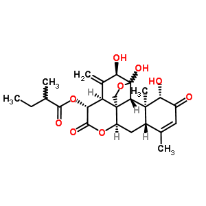11beta,20-环氧-1beta,11alpha,12alpha-三羟基-15beta-(2-甲基-1-氧代丁氧基)苦木-3,13(21)-二烯-2,16-二酮结构式_53683-70-8结构式