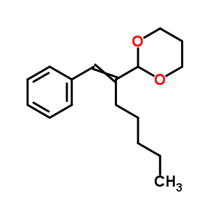 2-[1-(苯基亚甲基)己基]-1,3-二噁烷结构式_5436-80-6结构式