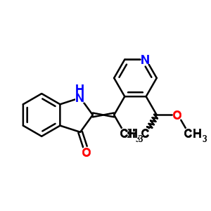 1,2-二氢-2-[1-[3-(1-甲氧基乙基)-4-吡啶]亚乙基]-3H-吲哚-3-酮结构式_54368-83-1结构式