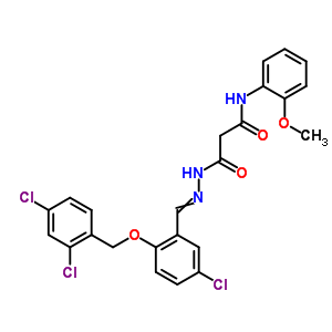 N-[[5-氯-2-[(2,4-二氯苯基)甲氧基]苯基]亚甲基氨基]-n-(2-甲氧基苯基)丙烷二酰胺结构式_5444-58-6结构式