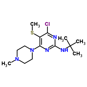 4-氯-2-(叔丁基氨基)-6-(4-甲基哌嗪)-5-(甲基硫代)嘧啶结构式_55477-20-8结构式