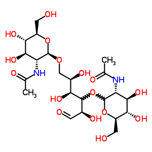 N-乙酰基葡萄糖胺基(1-3)-N-乙酰基葡萄糖胺基(1-6)-吡喃半乳糖结构式_55612-66-3结构式