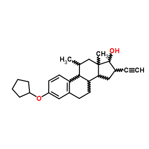 (17R)-3-环戊基氧基-11beta-甲基-19-去甲孕甾-1,3,5(10)-三烯-20-炔-17-醇结构式_55648-36-7结构式