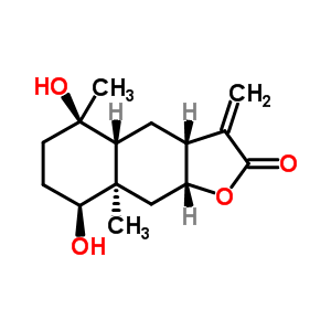 (3aR,4aα,9aα)-3a,4,4a,5,6,7,8,8a,9,9a-十氢-5α,8α-二羟基-5,8aβ-二甲基-3-亚甲基萘并[2,3-b]呋喃-2(3H)-酮结构式_5945-43-7结构式