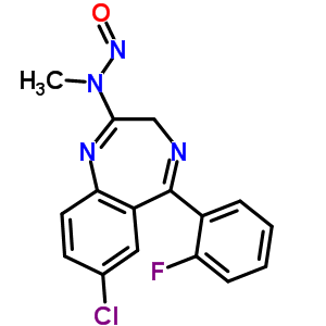7-氯-5-(2-氟苯基)-2-(N-亚硝基甲基氨基)-3H-1,4-苯并二氮杂卓结构式_59467-62-8结构式