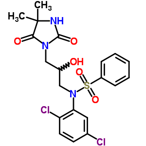 N-(2,5-二氯苯基)-n-[3-(4,4-二甲基-2,5-二氧代-咪唑啉-1-基)-2-羟基-丙基]苯磺酰胺结构式_6079-78-3结构式