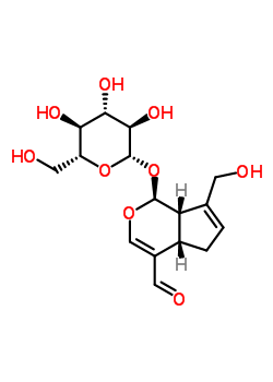 (1S)-1α-(β-D-吡喃葡萄糖氧基)-1,4aα,5,7aα-四氢-7-羟基甲基-环戊并[c]吡喃-4-甲醛结构式_61081-59-2结构式