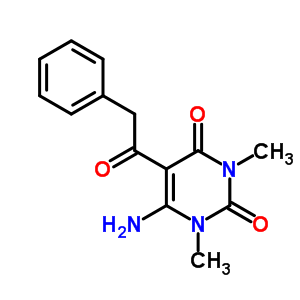 2,4(1H,3h)-pyrimidinedione,6-amino-1,3-dimethyl-5-(2-phenylacetyl)-Structure,61317-76-8Structure 2,4(1H,3h)-pyrimidinedione,6-amino-1,3-dimethyl-5-(2-phenylacetyl)- Structure,61317-76-8Structure