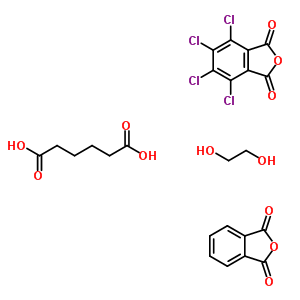 己二酸与 1,2-乙二醇, 1,3-异苯并呋喃二酮和 4,5,6,7-四氯-1,3-异苯并呋喃二酮的聚合物结构式_61630-89-5结构式