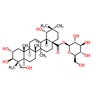 1-O-[(2alpha,3beta,19alpha)-2,3,19,23-四羟基-28-氧代齐墩果-12-烯-28-基]-beta-D-吡喃葡萄糖结构式_62319-70-4结构式