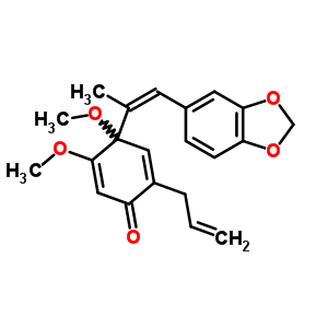 4-[(Z)-2-(1,3-苯并二氧杂环戊烯l-5-基)-1-甲基乙烯基]-4,5-二甲氧基-2-(2-丙烯基)-2,5-环己二烯-1-酮结构式_62532-61-0结构式