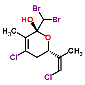 (2R)-4-氯-6β-[(Z)-2-氯-1-甲基乙烯]-2β-二溴甲基-5,6-二氢-3-甲基-2H-吡喃-2-醇结构式_63023-59-6结构式