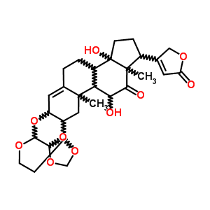 2alpha,3beta-[[(3aR,4S,7aR)-7,7alpha-二氢-4H-1,3-二氧杂环戊并[4,5-c]吡喃-3a,4(6H)-二基]二(氧基)]-11alpha,14-二羟基-12-氧代心甾-4,20(22)-二烯内酯结构式_64144-98-5结构式
