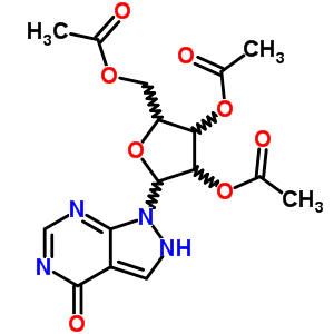 1,5-二氢-1-(2,3,5-三-O-乙酰基-b-D-呋核亚硝脲)-4H-吡唑并[3,4-d]嘧啶-4-酮结构式_64372-69-6结构式