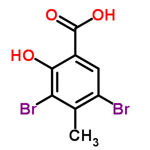 3,5-二溴-2-羟基-4-甲基-苯甲酸结构式_6623-36-5结构式