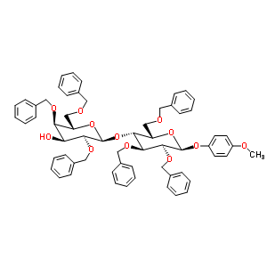 4-甲氧基苯基 4-O-(2,4,6-三-O-苄基-beta-D-吡喃半乳糖基)-2,3,6-三-O-苄基-beta-D-吡喃葡萄糖苷结构式_717132-49-5结构式