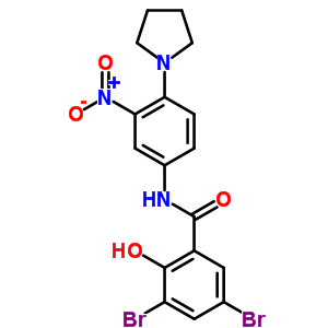 3,5-二溴-2-羟基-N-(3-硝基-4-吡咯烷-1-基-苯基)苯甲酰胺结构式_72670-67-8结构式