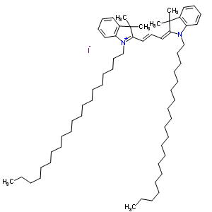 1-二十烷基-2-[(E)-3-(1-二十烷基-3,3-二甲基-1,3-二氢-2H-吲哚-2-亚基)-1-丙烯基]-3,3-二甲基-3H-吲哚碘化物结构式_75664-03-8结构式