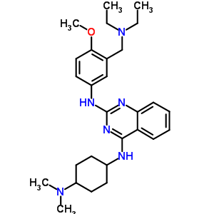 N-[3-(二乙基氨基甲基)-4-甲氧基-苯基]-N-(4-二甲基氨基环己基)喹唑啉-2,4-二胺结构式_76004-55-2结构式