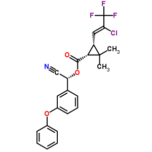(1R,3r)-3-[(1z)-2-氯-3,3,3-三氟-1-丙烯-1-基]-2,2-二甲基环丙烷羧酸 (r)-氰基(3-苯氧基苯基)甲酯
(cyhalothrin 异mer)结构式_76703-63-4结构式